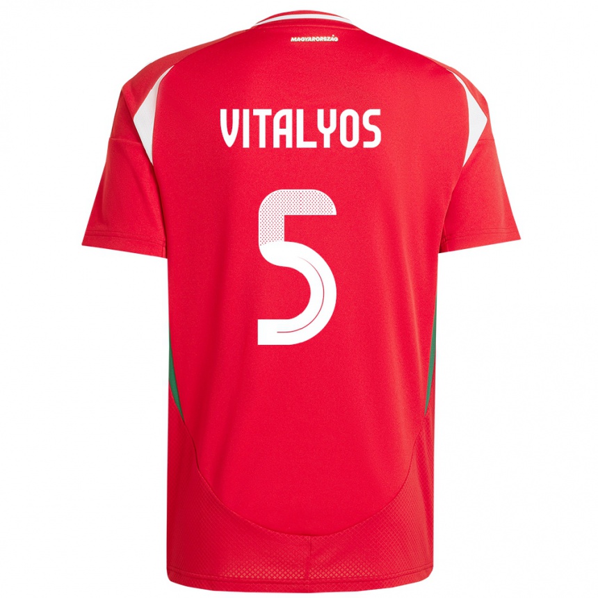 Kids Football Hungary Viktor Vitályos #5 Red Home Jersey 24-26 T-Shirt