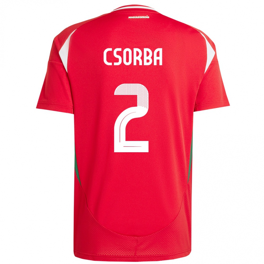 Kids Football Hungary Dominik Csorba #2 Red Home Jersey 24-26 T-Shirt