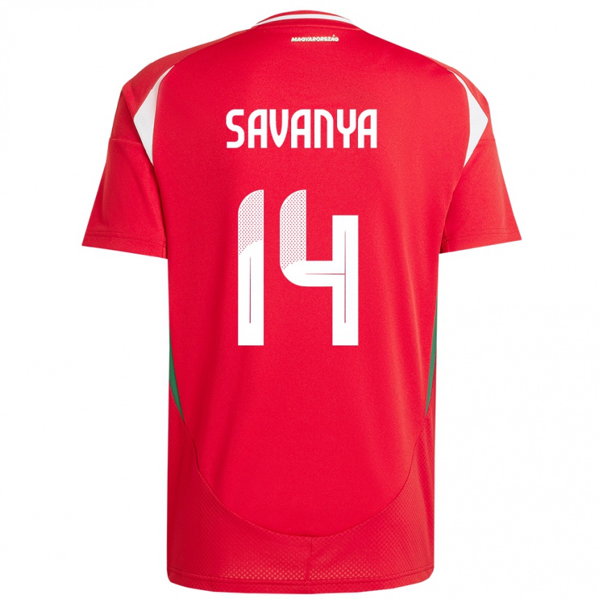 Kids Football Hungary Csilla Savanya #14 Red Home Jersey 24-26 T-Shirt