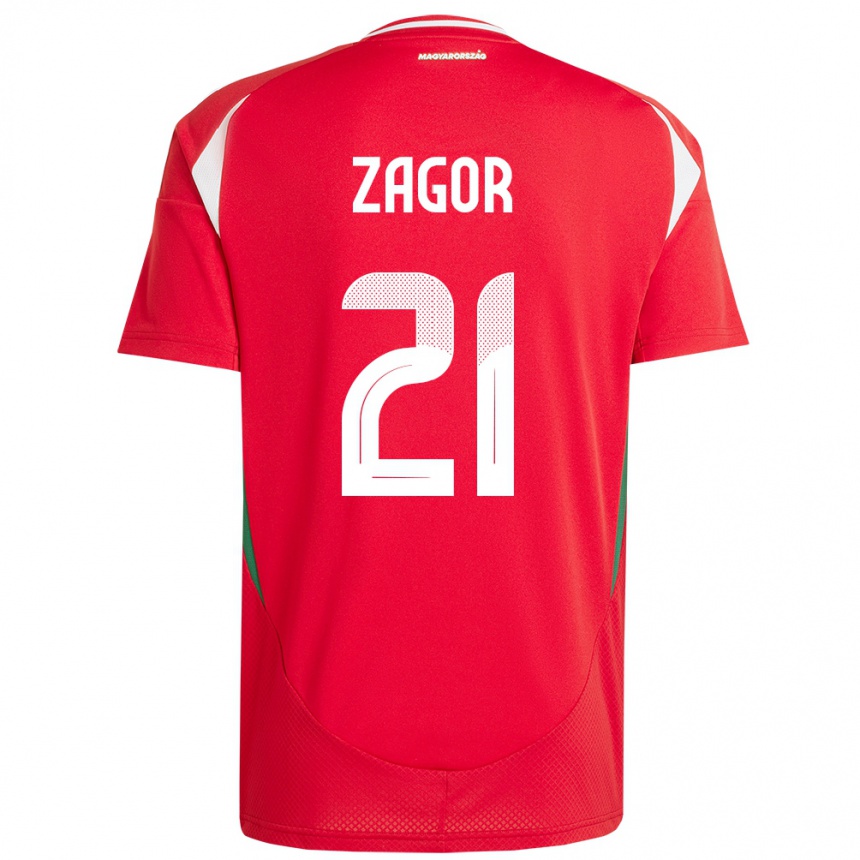 Kids Football Hungary Bernadett Zágor #21 Red Home Jersey 24-26 T-Shirt