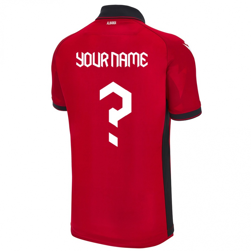 Kids Football Albania Your Name #0 Red Home Jersey 24-26 T-Shirt