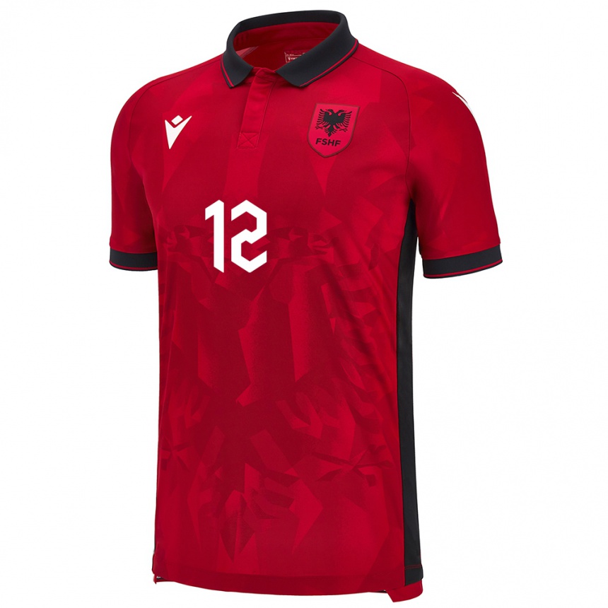 Kids Football Albania Klidman Lilo #12 Red Home Jersey 24-26 T-Shirt