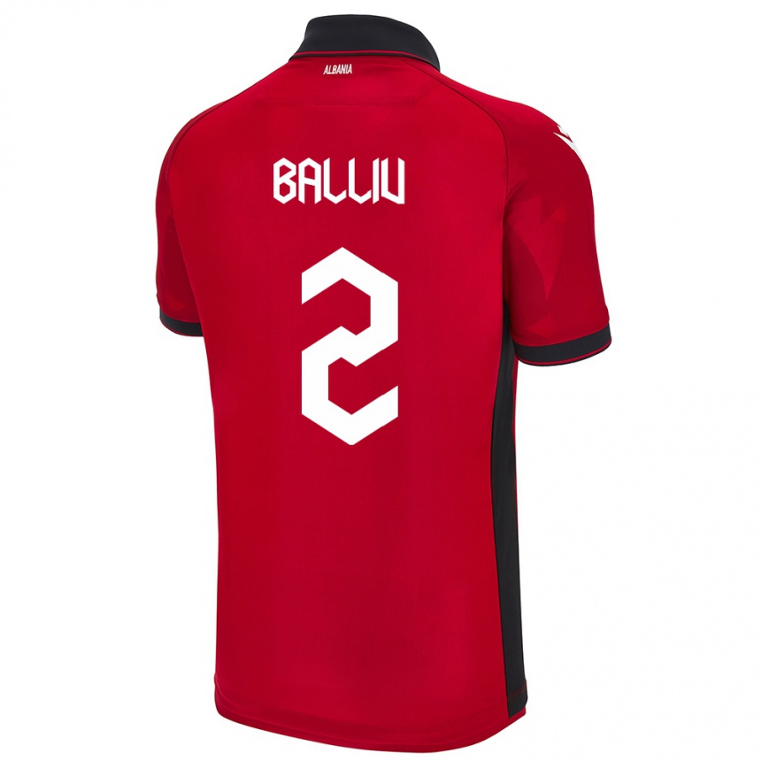 Kids Football Albania Iván Balliu #2 Red Home Jersey 24-26 T-Shirt