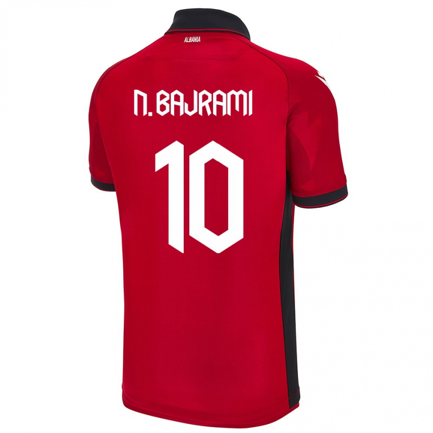 Kids Football Albania Nedim Bajrami #10 Red Home Jersey 24-26 T-Shirt