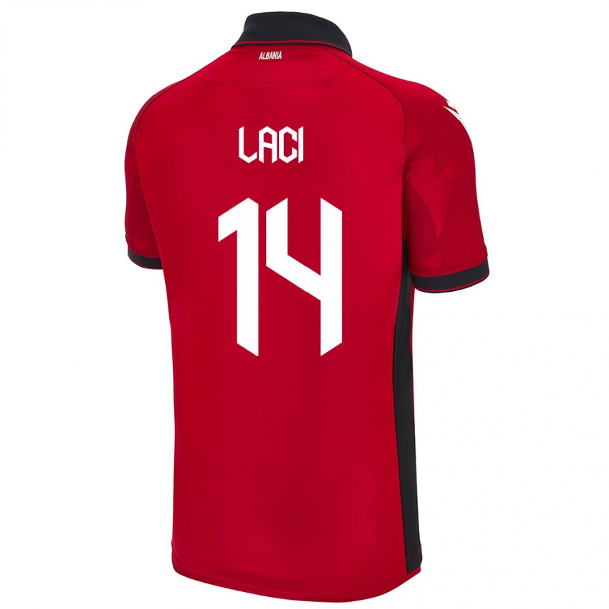 Kids Football Albania Qazim Laci #14 Red Home Jersey 24-26 T-Shirt