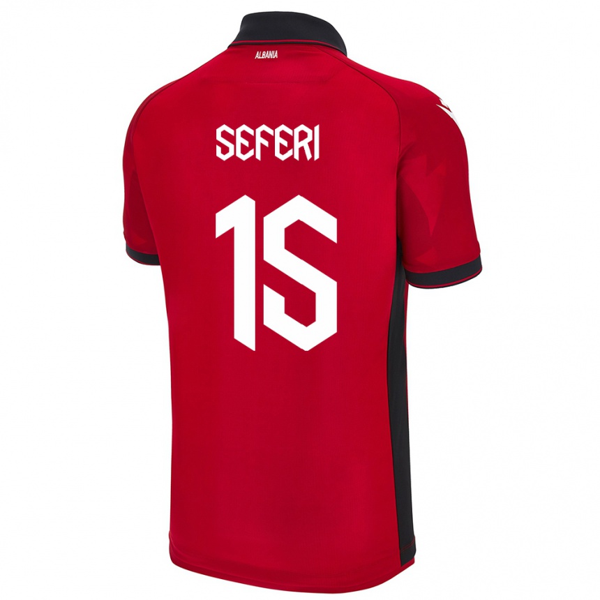 Kids Football Albania Taulant Seferi #15 Red Home Jersey 24-26 T-Shirt