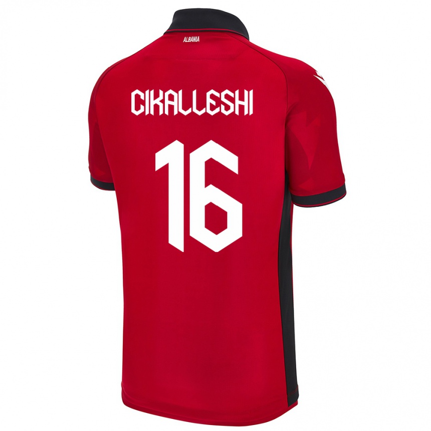 Kids Football Albania Sokol Cikalleshi #16 Red Home Jersey 24-26 T-Shirt