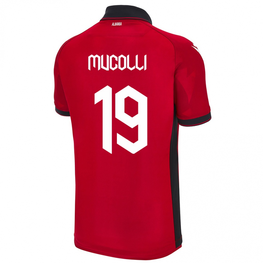 Kids Football Albania Arbnor Mucolli #19 Red Home Jersey 24-26 T-Shirt