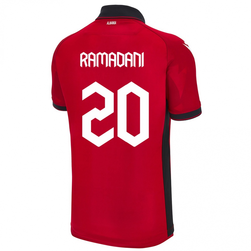 Kids Football Albania Ylber Ramadani #20 Red Home Jersey 24-26 T-Shirt