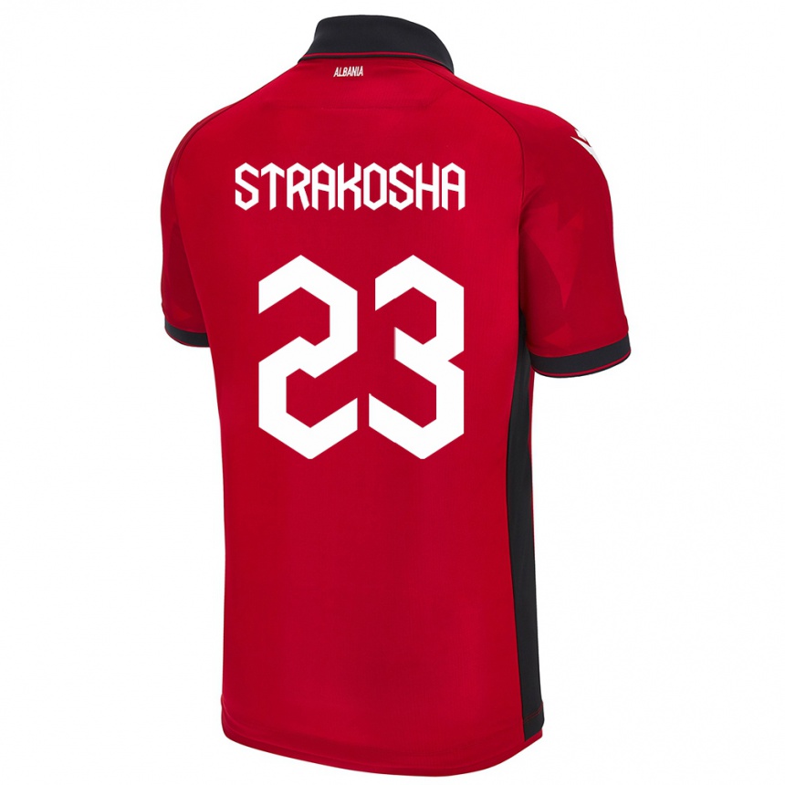 Kids Football Albania Thomas Strakosha #23 Red Home Jersey 24-26 T-Shirt