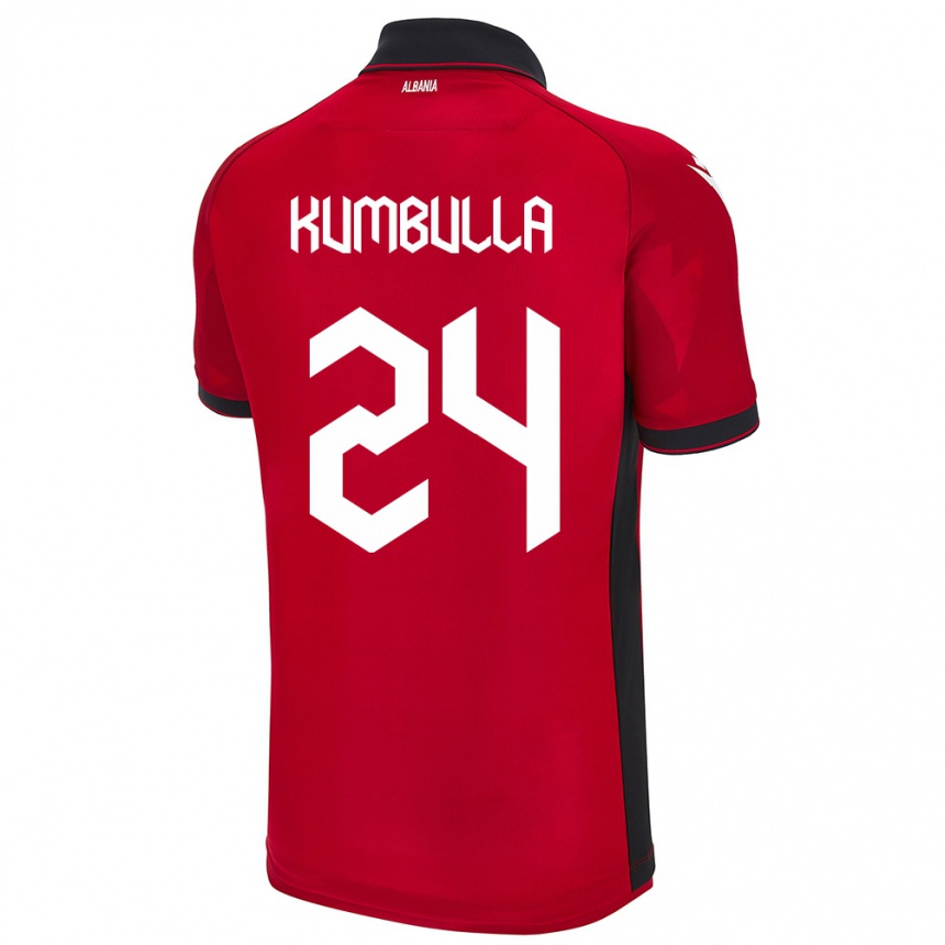 Kids Football Albania Marash Kumbulla #24 Red Home Jersey 24-26 T-Shirt
