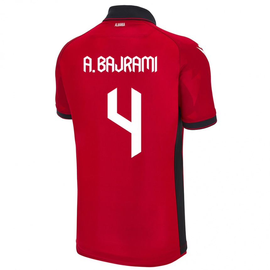 Kids Football Albania Adrian Bajrami #4 Red Home Jersey 24-26 T-Shirt