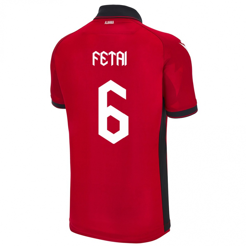 Kids Football Albania Feta Fetai #6 Red Home Jersey 24-26 T-Shirt