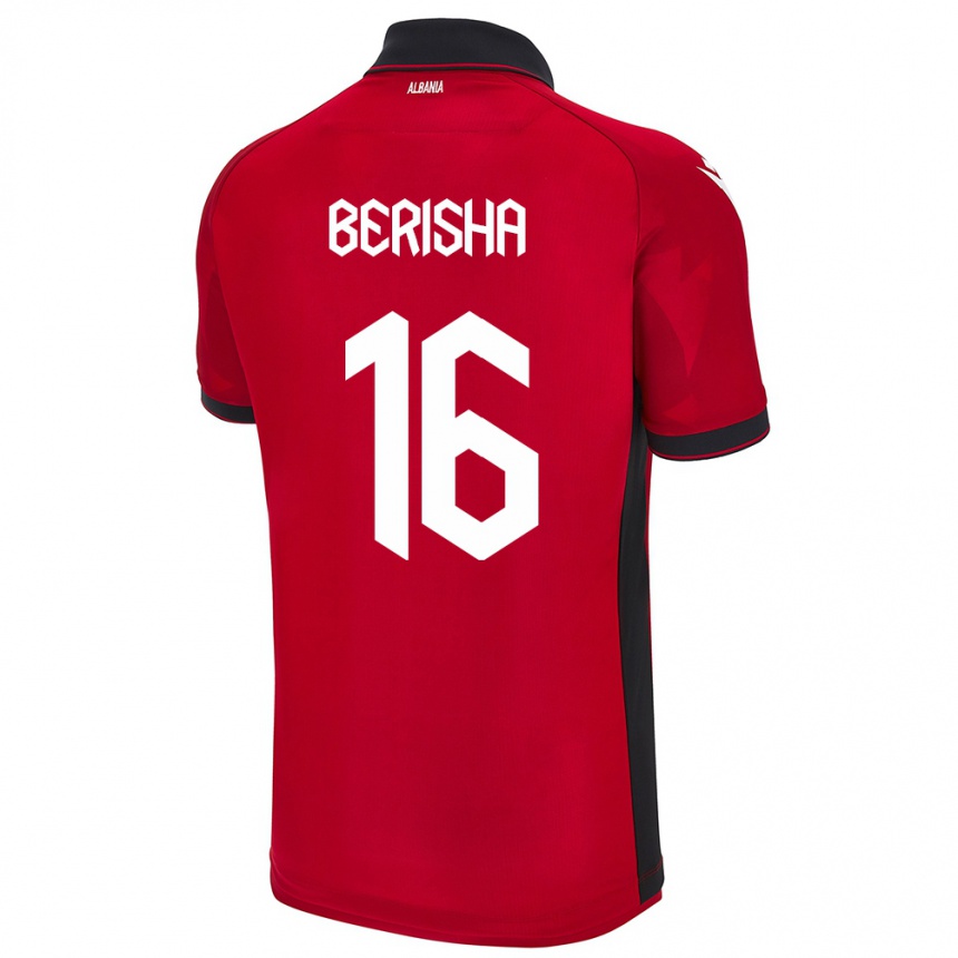 Kids Football Albania Medon Berisha #16 Red Home Jersey 24-26 T-Shirt