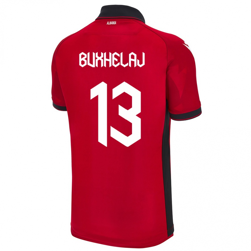 Kids Football Albania Paulo Buxhelaj #13 Red Home Jersey 24-26 T-Shirt