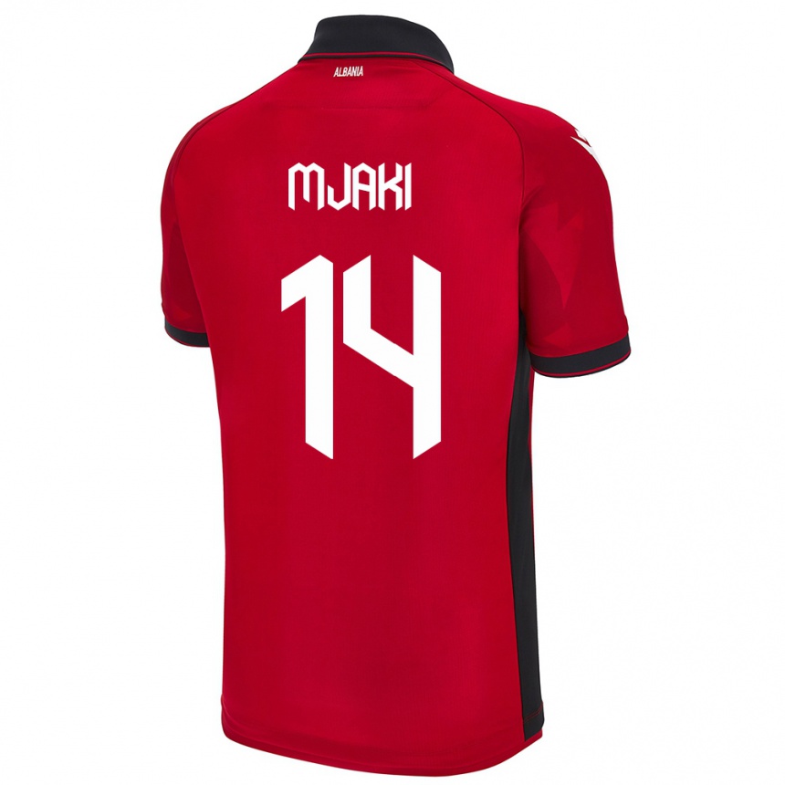 Kids Football Albania Agan Mjaki #14 Red Home Jersey 24-26 T-Shirt