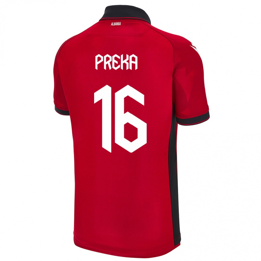 Kids Football Albania Marcelino Preka #16 Red Home Jersey 24-26 T-Shirt