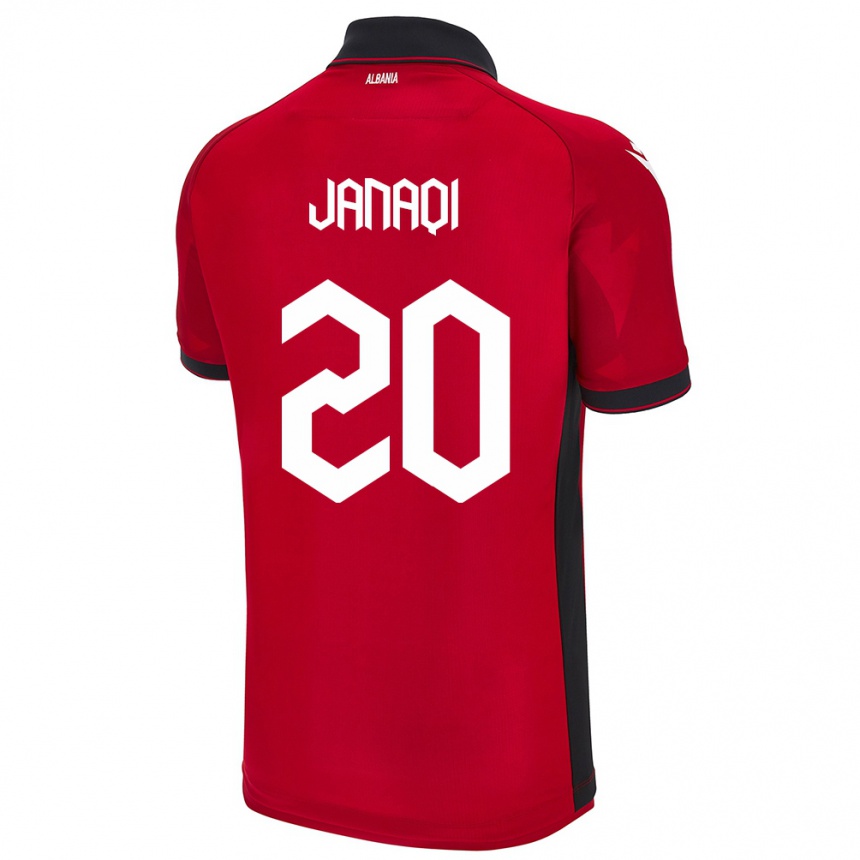 Kids Football Albania Dejvid Janaqi #20 Red Home Jersey 24-26 T-Shirt