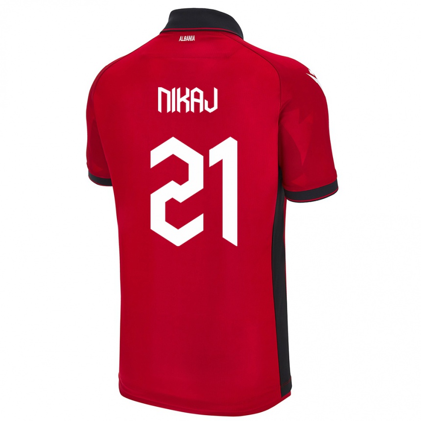 Kids Football Albania Ardit Nikaj #21 Red Home Jersey 24-26 T-Shirt