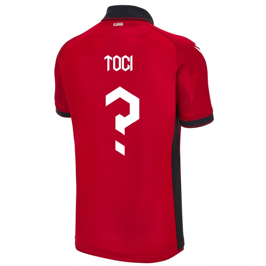 Kids Football Albania Eljon Toci #0 Red Home Jersey 24-26 T-Shirt