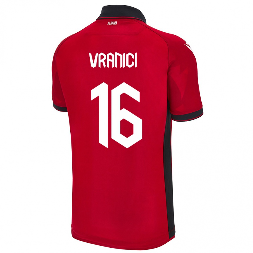 Kids Football Albania Dean Vranici #16 Red Home Jersey 24-26 T-Shirt