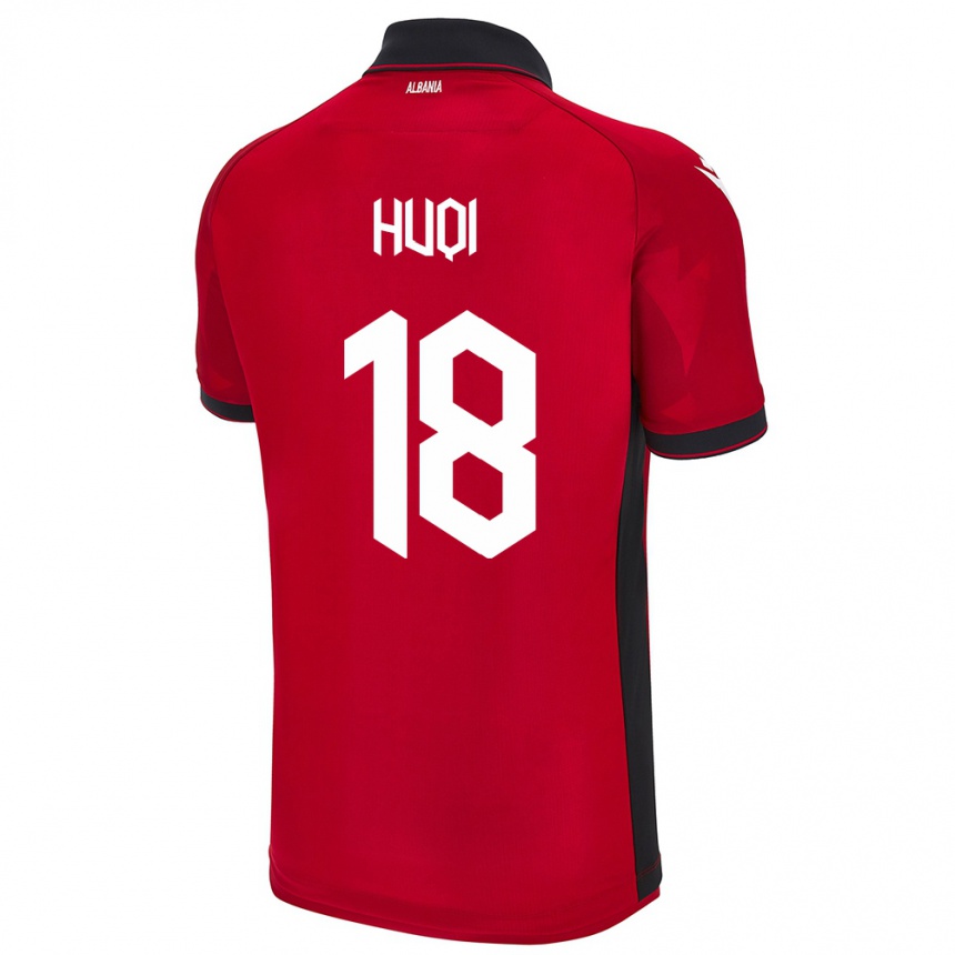 Kids Football Albania Mattia Huqi #18 Red Home Jersey 24-26 T-Shirt