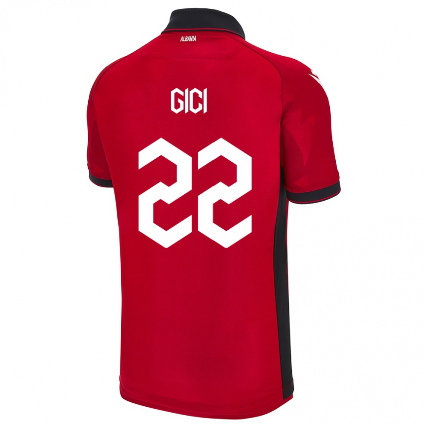 Kids Football Albania Matias Gici #22 Red Home Jersey 24-26 T-Shirt