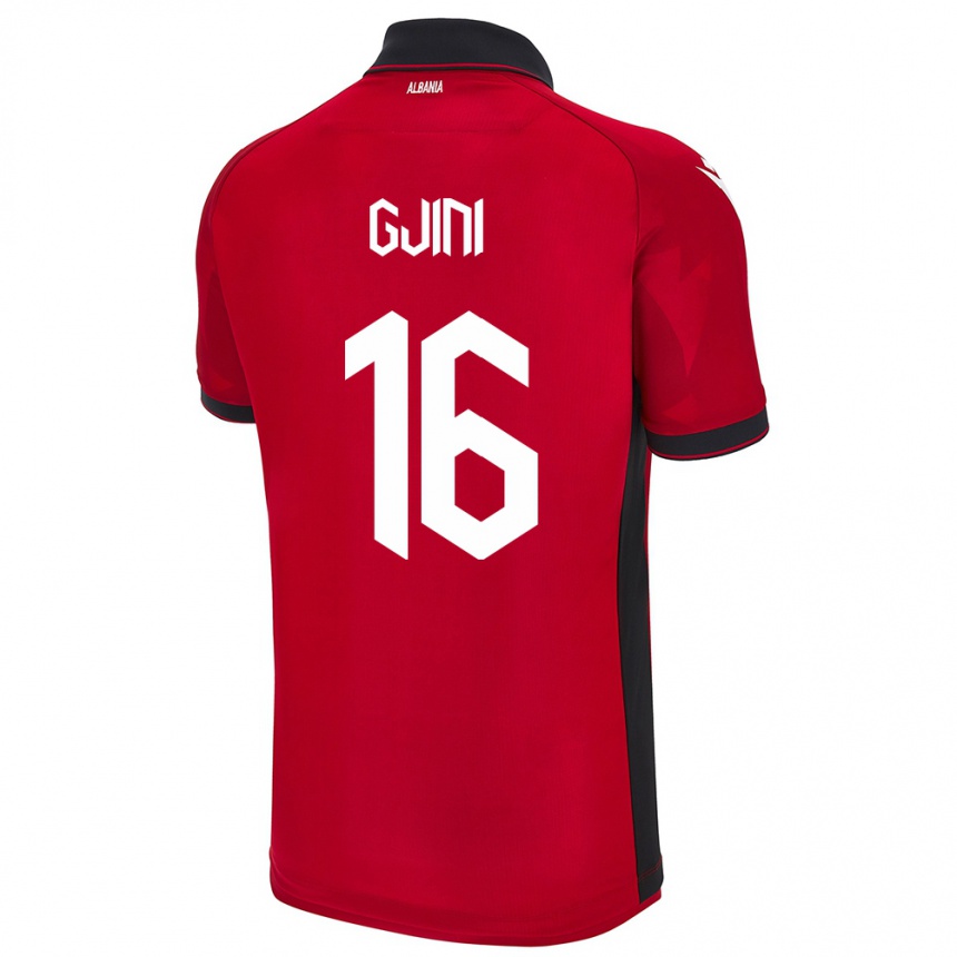 Kids Football Albania Luçije Gjini #16 Red Home Jersey 24-26 T-Shirt