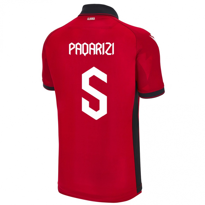 Kids Football Albania Vesa Paqarizi #5 Red Home Jersey 24-26 T-Shirt