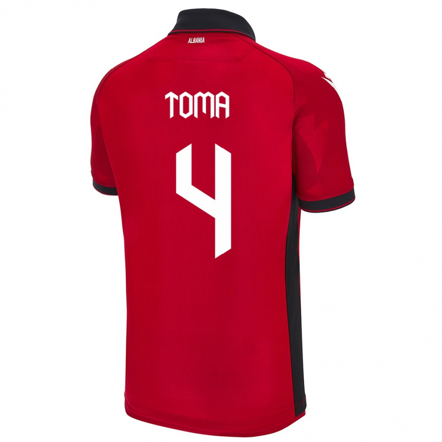 Kids Football Albania Stella Toma #4 Red Home Jersey 24-26 T-Shirt