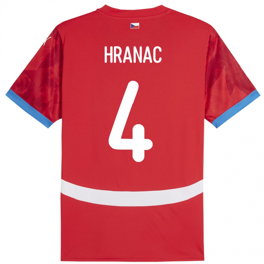 Kids Football Czech Republic Robin Hranac #4 Red Home Jersey 24-26 T-Shirt