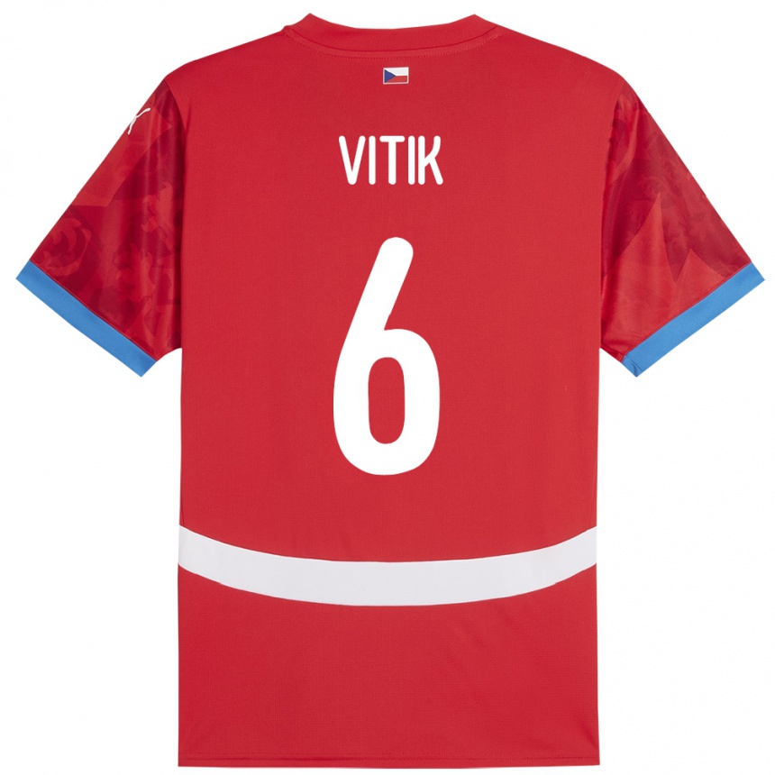 Kids Football Czech Republic Martin Vitík #6 Red Home Jersey 24-26 T-Shirt