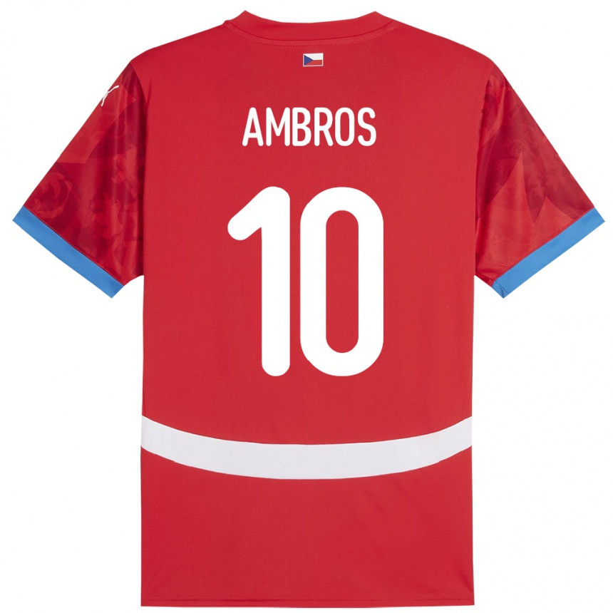 Kids Football Czech Republic Lukas Ambros #10 Red Home Jersey 24-26 T-Shirt