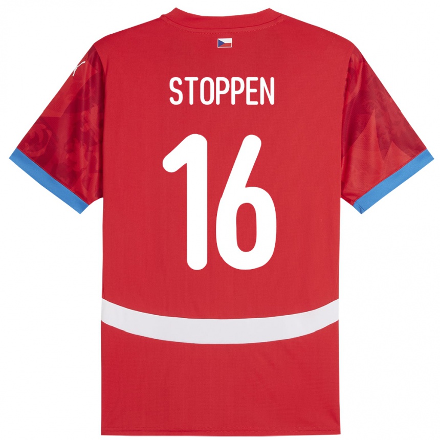 Kids Football Czech Republic Tadeas Stoppen #16 Red Home Jersey 24-26 T-Shirt