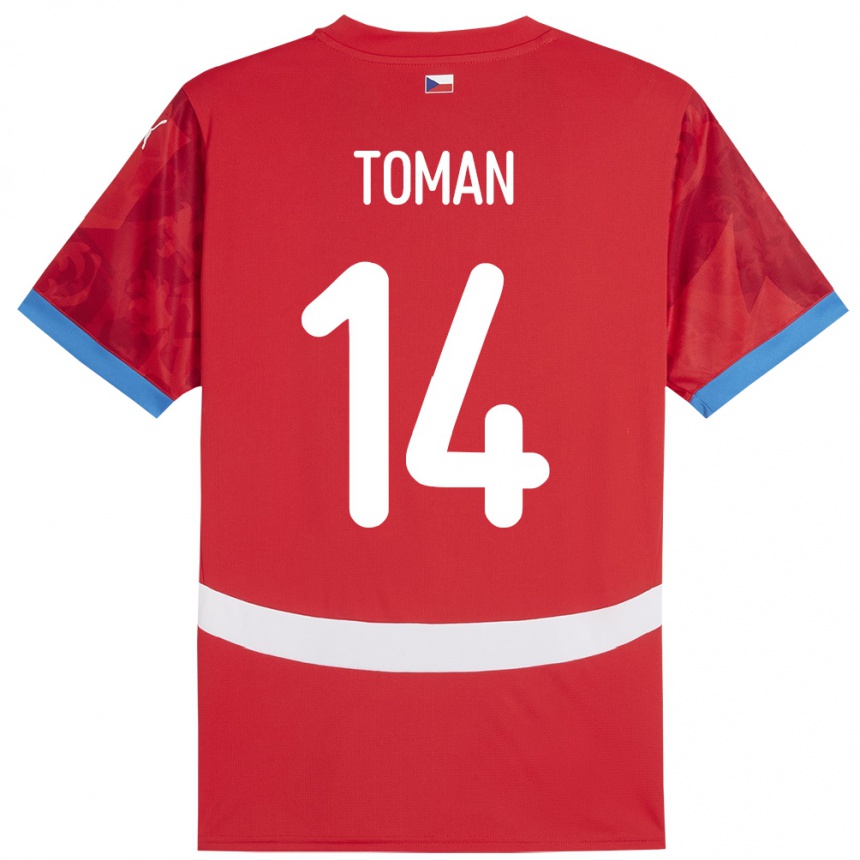 Kids Football Czech Republic Zdenek Toman #14 Red Home Jersey 24-26 T-Shirt