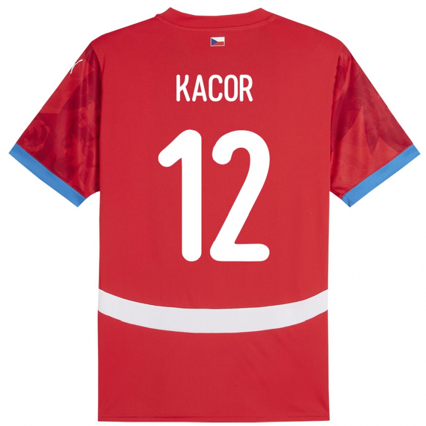 Kids Football Czech Republic Pavel Kacor #12 Red Home Jersey 24-26 T-Shirt