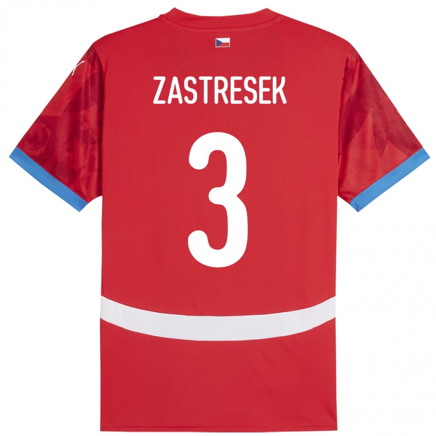 Kids Football Czech Republic Matous Zastresek #3 Red Home Jersey 24-26 T-Shirt