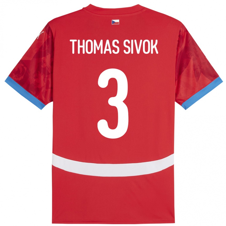 Kids Football Czech Republic Andre Thomas Sivok #3 Red Home Jersey 24-26 T-Shirt