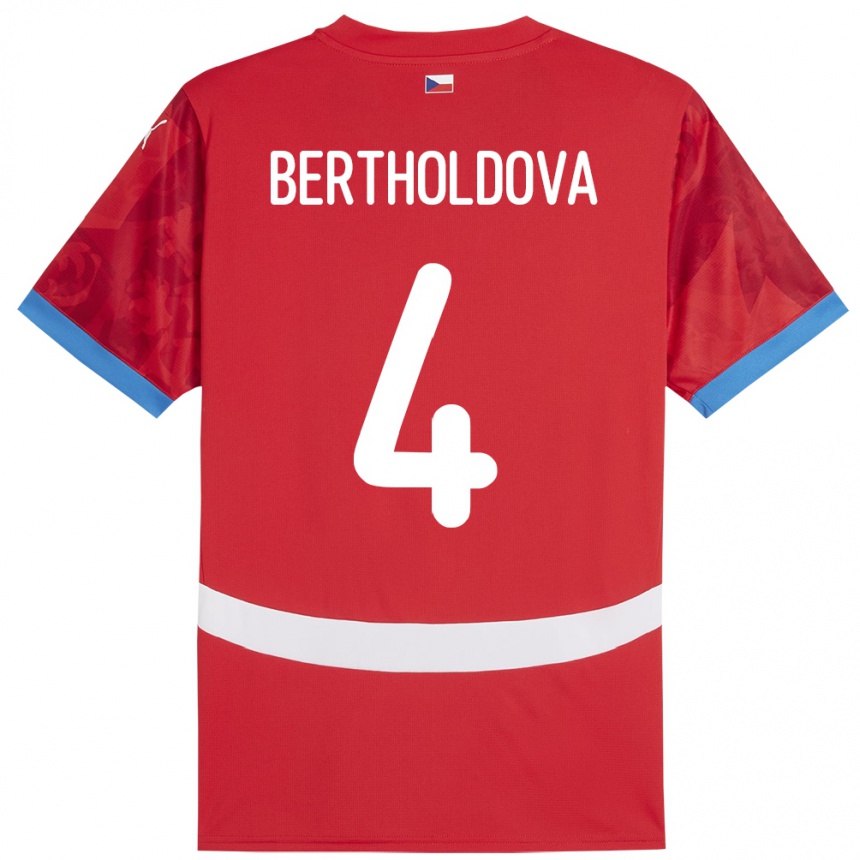 Kids Football Czech Republic Petra Bertholdová #4 Red Home Jersey 24-26 T-Shirt