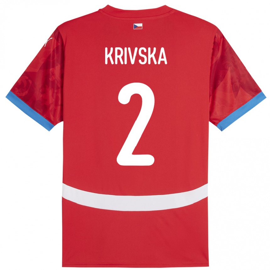 Kids Football Czech Republic Karolína Křivská #2 Red Home Jersey 24-26 T-Shirt