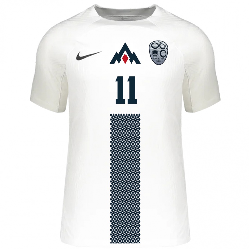 Kids Football Slovenia Lara Prašnikar #11 White Home Jersey 24-26 T-Shirt