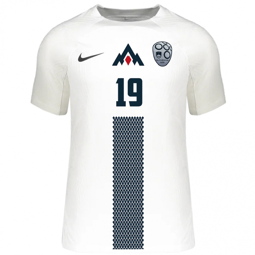 Kids Football Slovenia David Jereb #19 White Home Jersey 24-26 T-Shirt