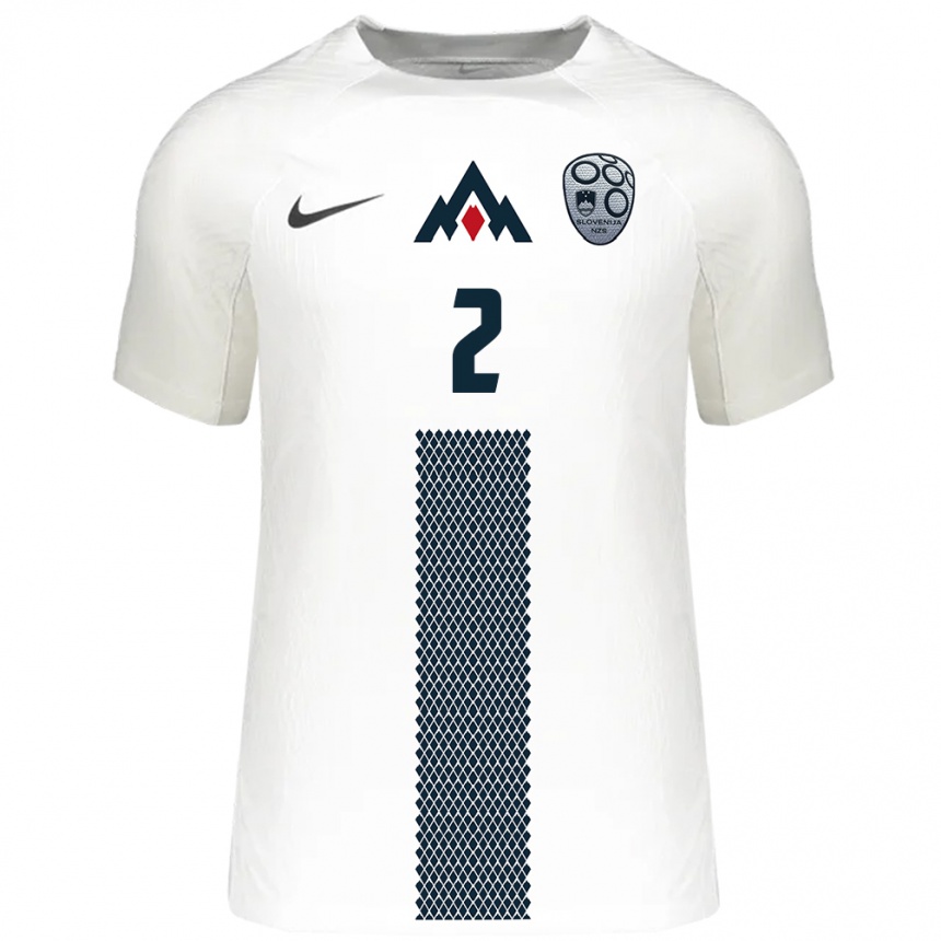 Kids Football Slovenia Zan Karnicnik #2 White Home Jersey 24-26 T-Shirt