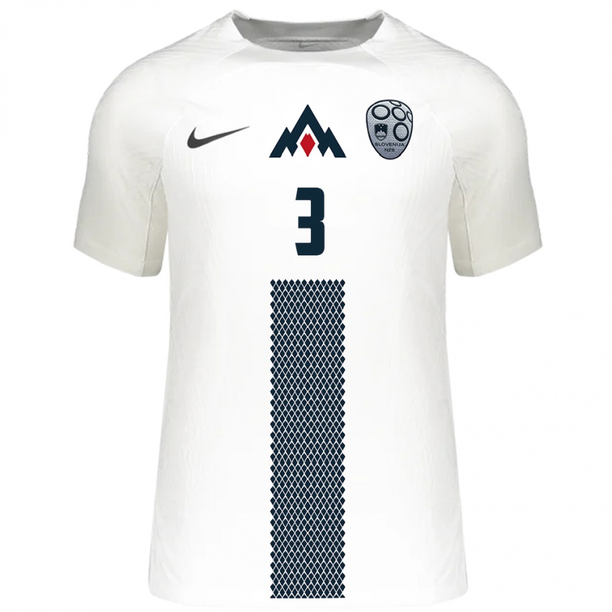 Kids Football Slovenia Nejc Ajhmajer #3 White Home Jersey 24-26 T-Shirt