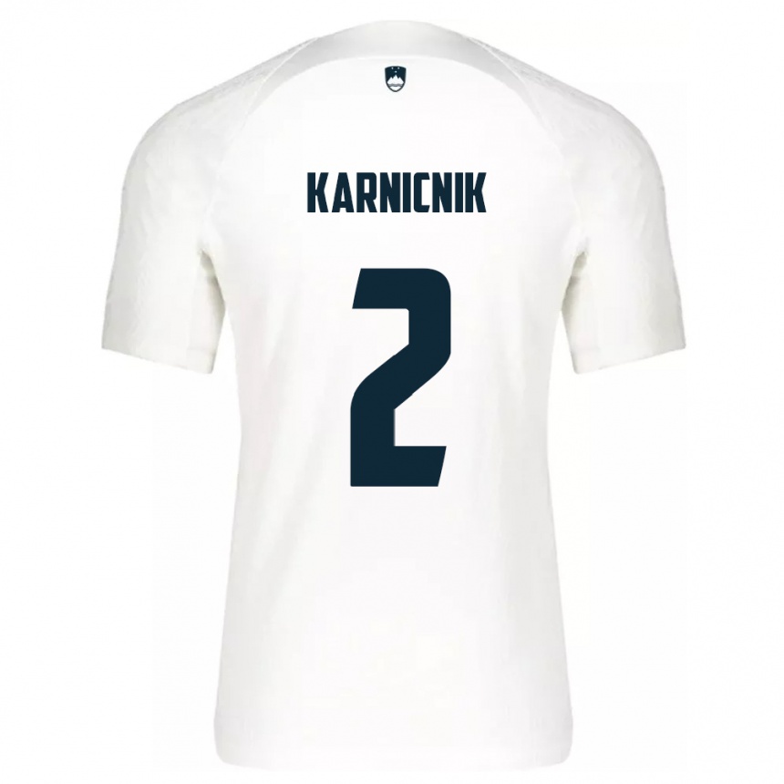 Kids Football Slovenia Zan Karnicnik #2 White Home Jersey 24-26 T-Shirt