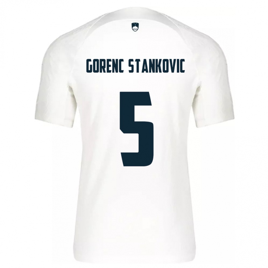 Kids Football Slovenia Jon Gorenc Stankovic #5 White Home Jersey 24-26 T-Shirt