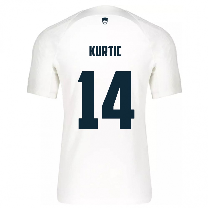 Kids Football Slovenia Jasmin Kurtic #14 White Home Jersey 24-26 T-Shirt