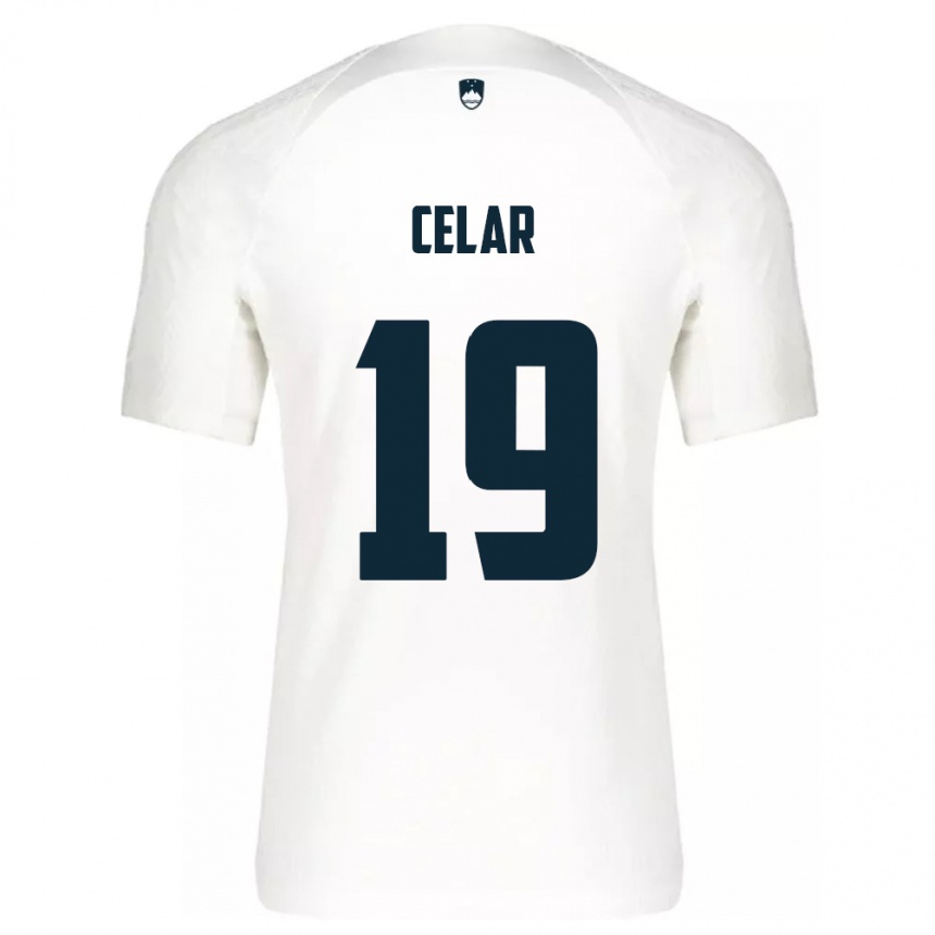 Kids Football Slovenia Zan Celar #19 White Home Jersey 24-26 T-Shirt