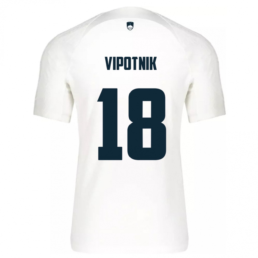 Kids Football Slovenia Zan Vipotnik #18 White Home Jersey 24-26 T-Shirt