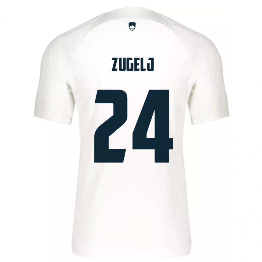 Kids Football Slovenia Nino Zugelj #24 White Home Jersey 24-26 T-Shirt